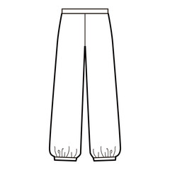 Elastic Cuff Jogger Pants Flat Template for Fashion Design

