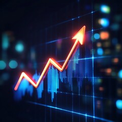 High resolution 3D financial chart displaying rising growth trends image