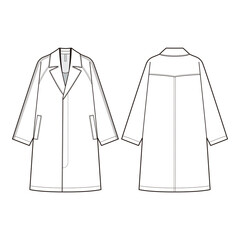 Classic Overcoat with Notched Collar and Side Pockets Front and Back View

