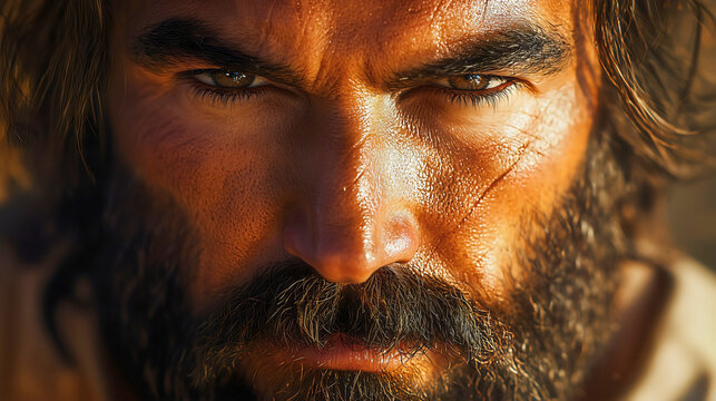 Paul, a persecutor of Christians who became a believer in Christianity, with a serious demeanor, who received faith in God and preached it to others.