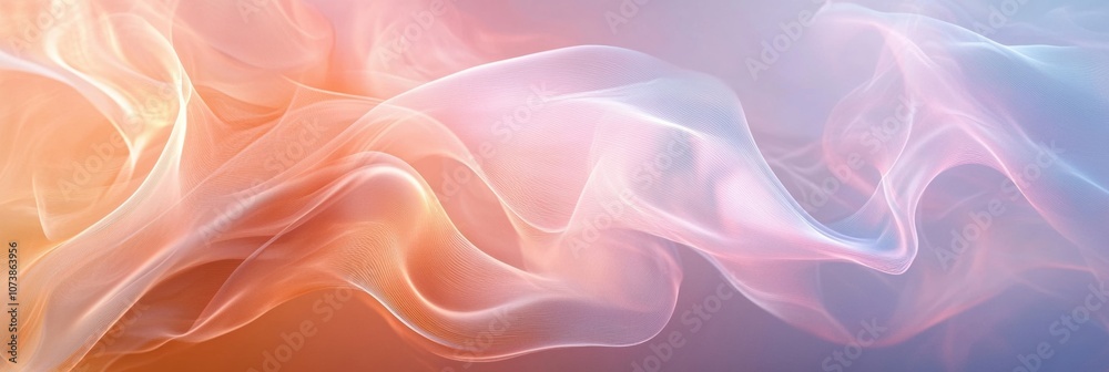 Poster delicate pastel colors blend seamlessly to form flowing lines and waves, evoking a sense of tranquil