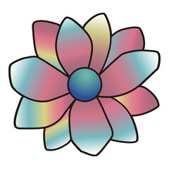 Colorful Flower with Gradient Petals and Button Center Vector Design

