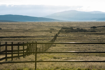 Fototapeta premium Livestock Fence in the Valley