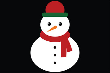 Snowman with a scarf, hat, and carrot nose..eps