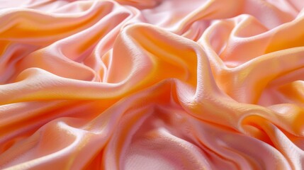 Fototapeta premium Shimmering fabric draped in soft folds with peach tones. Concept evokes elegance and luxury. For textile or fashion industry visuals.