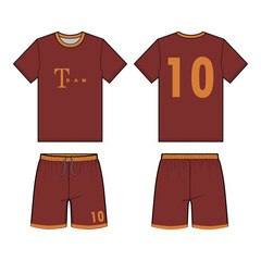 Football Uniform Front and Back View Technical Template for Fashion Design

