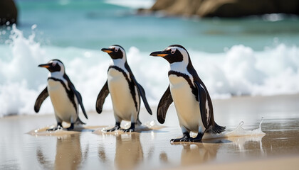 Obraz premium Penguins on the Beach