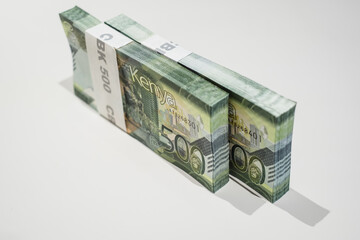 Full pack of 500 Kenyan banknotes. Kenyan Shilling (KES, KSh) crash econmy and financial market crisis concept.