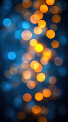 Obraz premium Beautiful Blue Background with Christmas Garland Bokeh