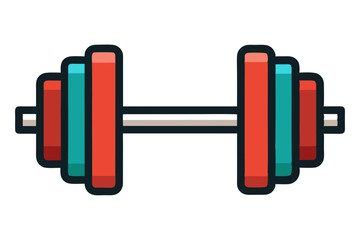Minimalist Line Drawing of Dumbbell or Barbell Icon Isolated - Fitness and Workout Vector Illustration