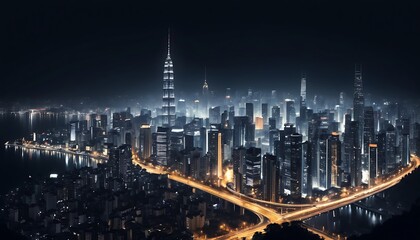 Fototapeta premium Night environment city lookin liting enjoy a day background image
