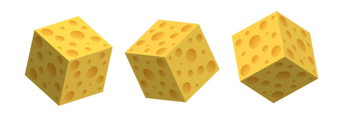 vector cheese cubes with holes isolated on a white background
