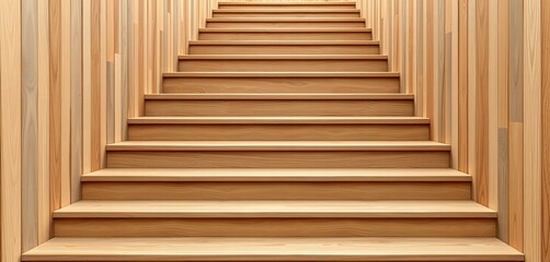 Obraz premium Unique wood stairs with empty texture wall created with generative AI