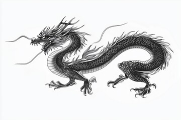 Obraz premium Asian Dragon Tattoo Design with Detailed Scales