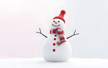 Fototapeta premium 3D snowman isolated on white created with generative AI