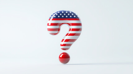 American Flag Question Mark Model on White Background