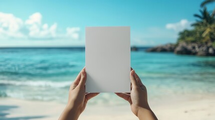 Mock-up book People hands holding a white book with copy space
