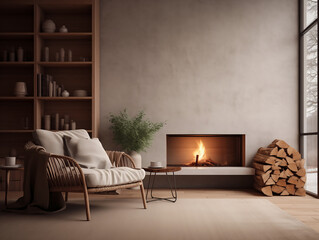 The interior of the room in hygge style.