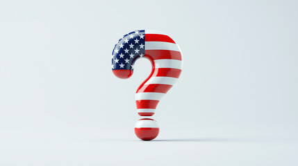 American Flag Question Mark Model on White Background