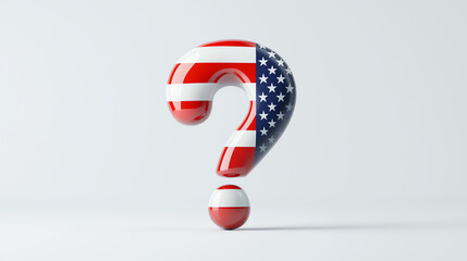 American Flag Question Mark Model on White Background