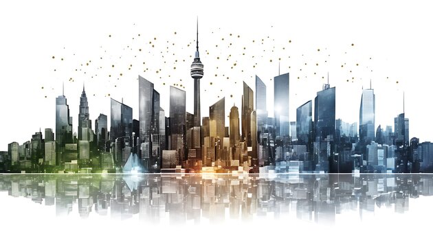  Happy city lookin liting refaction enjoy  a day, solid background image