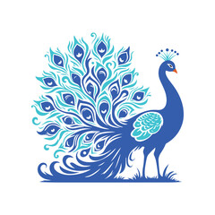 Peacock vector art showcases a stylized, colorful representation of the bird, emphasizing its intricate feathers and elegant shape through clean lines and vibrant hues.
