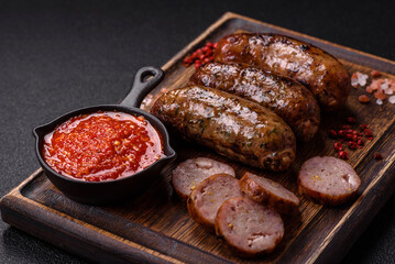 Juicy sausages with salt, spices and herbs