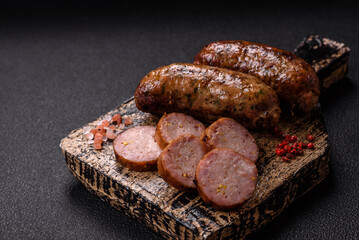 Juicy sausages with salt, spices and herbs