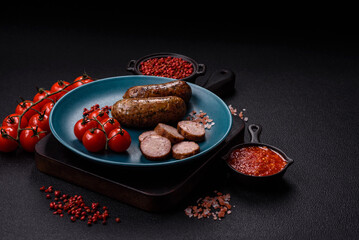 Juicy sausages with salt, spices and herbs