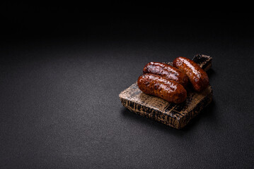 Juicy sausages with salt, spices and herbs