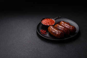 Juicy sausages with salt, spices and herbs
