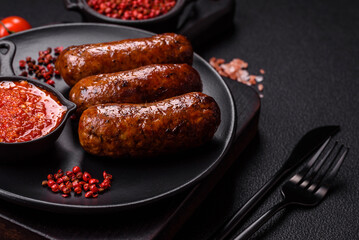 Juicy sausages with salt, spices and herbs