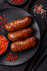Juicy sausages with salt, spices and herbs