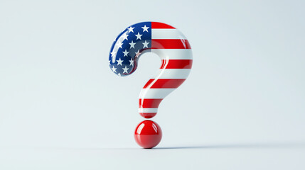American Flag Question Mark Model on White Background
