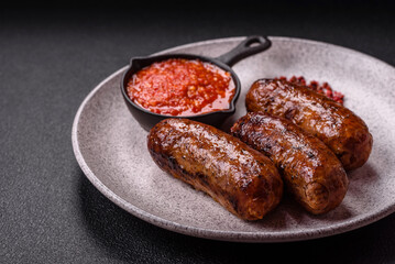 Juicy sausages with salt, spices and herbs