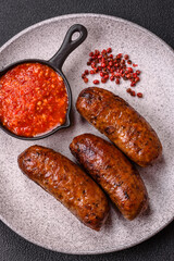 Juicy sausages with salt, spices and herbs