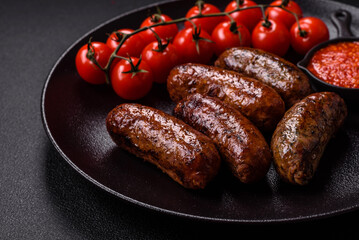 Juicy sausages with salt, spices and herbs