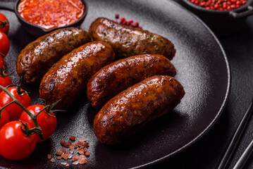 Juicy sausages with salt, spices and herbs