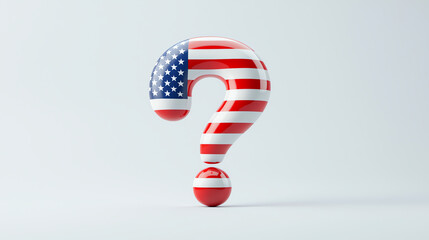 American Flag Question Mark Model on White Background