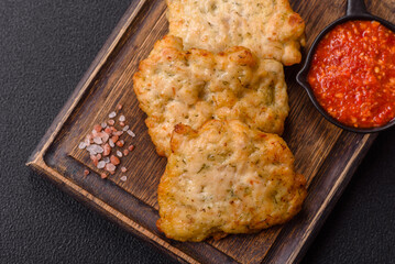 Delicious fried pork or chicken chops with salt and spices
