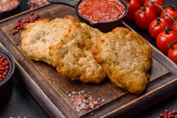 Delicious fried pork or chicken chops with salt and spices