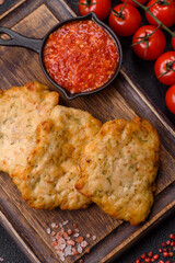 Delicious fried pork or chicken chops with salt and spices