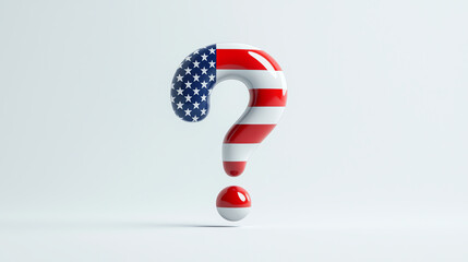 American Flag Question Mark Model on White Background