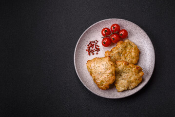 Delicious fried pork or chicken chops with salt and spices