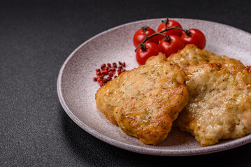 Delicious fried pork or chicken chops with salt and spices