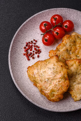Delicious fried pork or chicken chops with salt and spices