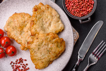 Delicious fried pork or chicken chops with salt and spices