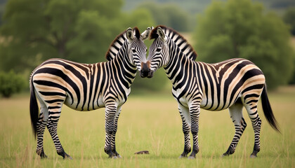 Fototapeta premium Pair of Zebras in the Savannah