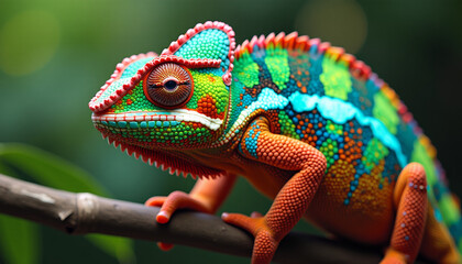 Fototapeta premium Vibrant Chameleon Close-up
