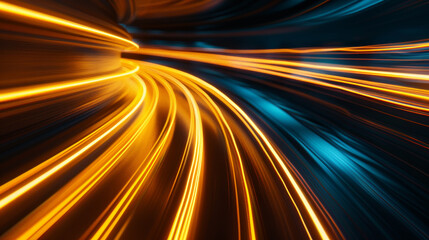 A bright orange and blue line that is curved and has a lot of light